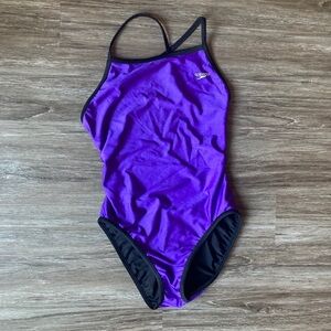 Speedo Black/Purple Reversible One Piece Swimsuit - size small